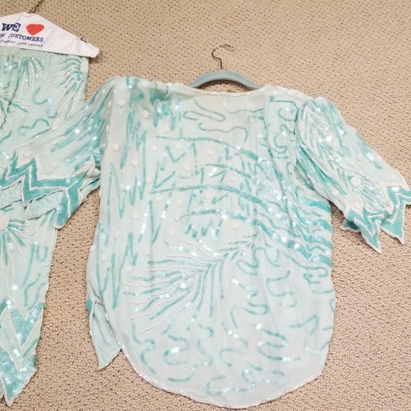 Silk sequins beads 2pc dress vintage - Picture 6 of 7